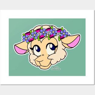 Sweet Sheep - Mixed Flower Crown (Original) Posters and Art